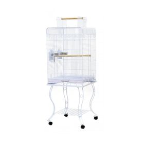 QH Pet Cage Beyaz Sehpalı Papağan Kafesi