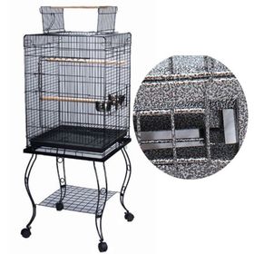 QH Pet Cage Siyah 51x51x129 cm Açılır Çatılı Sehpalı Papağan Kafesi