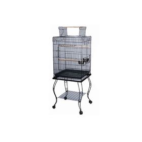 QH Pet Cage Siyah 51x51x129 cm Açılır Çatılı Sehpalı Papağan Kafesi