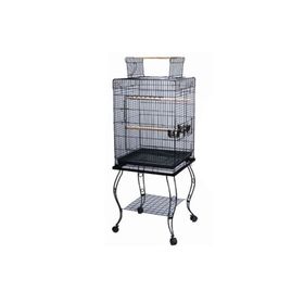 QH Pet Cage Siyah 51x51x129 cm Açılır Çatılı Sehpalı Papağan Kafesi