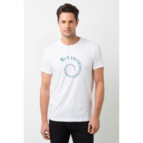 Qivi 14 Mart Dünya Pi Günü Pi Baskılı Beyaz Erkek Örme T-shirt