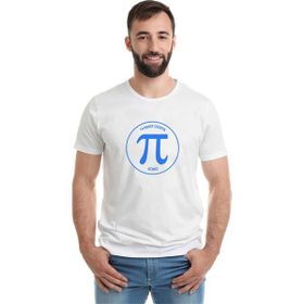 Qivi 14 Mart Dünya Pi Günü Pi Baskılı Beyaz Erkek Örme T-shirt
