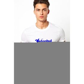 Qivi 34 İstanbul Baskılı Beyaz Erkek Örme T-shirt