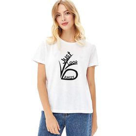 Qivi A Series Of Unfortunate Events Just Look Away Baskılı Örme Beyaz Kadın T-shirt