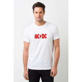 Qivi Acdc Logo Kırmızı Baskılı Beyaz Erkek Örme T-shirt