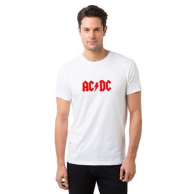Qivi ACDC Logo Kırmızı Baskılı Siyah Erkek Örme T-shirt