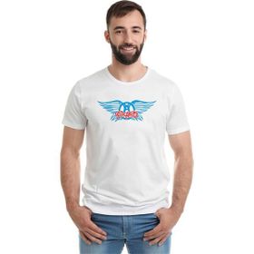 Qivi Aerosmith Hard Rock Rock And Roll Baskılı Beyaz Erkek Örme T-shirt