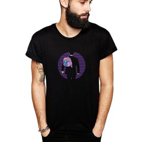 Qivi Altered Carbon Hello Unicorn Baskılı Siyah Erkek Örme T-shirt