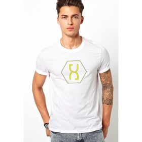 Qivi Altered Carbon Logo Sarı Baskılı Beyaz Erkek Örme T-shirt