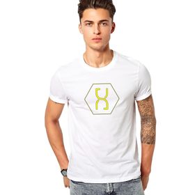 Qivi Altered Carbon Logo Sarı Baskılı Beyaz Erkek Örme T-shirt