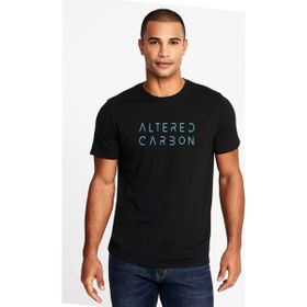 Qivi Altered Carbon Yazı Baskılı Siyah Erkek Örme T-shirt