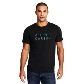 Qivi Altered Carbon Yazı Baskılı Siyah Erkek Örme T-shirt