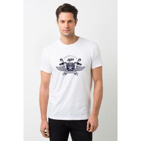 Qivi American Motor Authentic Baskılı Baskılı Beyaz Erkek Örme T-shirt