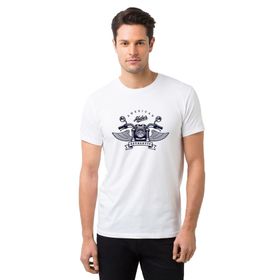 Qivi American Motor Authentic Baskılı Baskılı Beyaz Erkek Örme T-shirt
