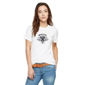 Qivi American Motor Wild Rides Baskılı Örme Beyaz Kadın T-shirt