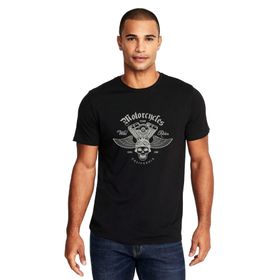 Qivi American Motor Wild Rides Baskılı Siyah Erkek Örme T-shirt
