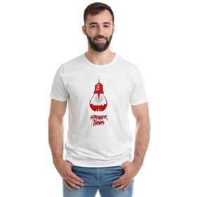 Qivi Ampul Baskılı Baskılı Beyaz Erkek Örme T-shirt