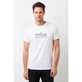 Qivi Amsterdam Baskılı Baskılı Beyaz Erkek Örme T-shirt