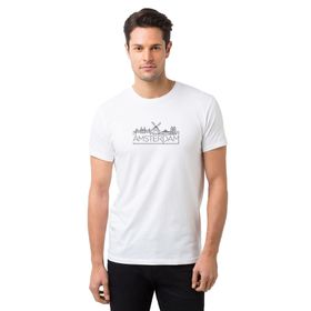 Qivi Amsterdam Baskılı Baskılı Beyaz Erkek Örme T-shirt