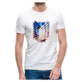Qivi Anime Attack On Titan Baskılı Baskılı Beyaz Erkek Örme T-shirt