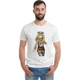 Qivi Anime Attack On Titan Baskılı Baskılı Beyaz Erkek Örme T-shirt