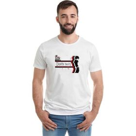 Qivi Anime Death Note Baskılı Beyaz Erkek Örme Tshirt