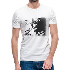 Qivi Anime Death Note Baskılı Beyaz Erkek Örme Tshirt
