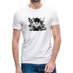 Qivi Anime Death Note Lawlıet Baskılı Beyaz Erkek Örme Tshirt