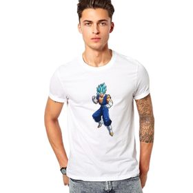 Qivi Anime Dragon Ball Z Baskılı Baskılı Beyaz Erkek Örme T-shirt