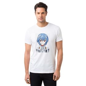 Qivi Anime Evangelion Baskılı Baskılı Beyaz Erkek Örme T-shirt