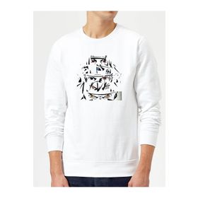 QIVI Anime Naruto Baskılı Beyaz Erkek Uzun Kol Örme Sweatshirt