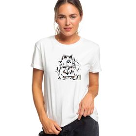 Qivi Anime Naruto Baskılı Örme Beyaz Kadın T-shirt