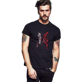 Qivi Anime Naruto Red White Baskılı Siyah Erkek Örme T-shirt