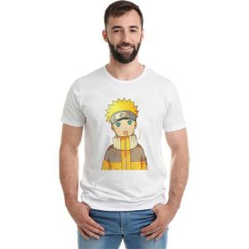 Qivi Anime Naruto Uzamaki Baskılı Beyaz Erkek Örme T-shirt