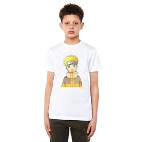 Qivi Anime Naruto Uzamaki Baskılı Unisex Çocuk Beyaz T-shirt