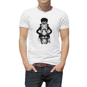 Qivi Anime One Piece Baskılı Beyaz Erkek Örme T-shirt