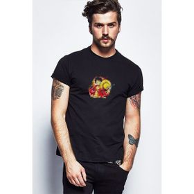 Qivi Anime One Piece Baskılı Siyah Erkek Örme T-shirt