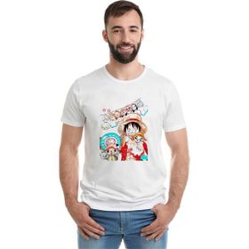 Qivi Anime One Piece Luffy Hat Baskılı Beyaz Erkek Örme T-shirt