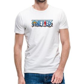Qivi Anime One Piece Luffy Hat Baskılı Beyaz Erkek Örme T-shirt