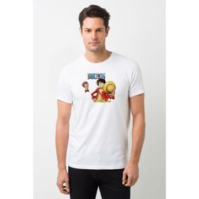 Qivi Anime One Piece Luffy Hat Baskılı Beyaz Erkek Örme T-shirt