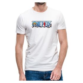 Qivi Anime One Piece Luffy Hat Baskılı Beyaz Erkek Örme T-shirt