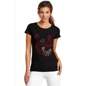 Qivi Anime One Punch Man Baskılı Örme Siyah SFK0638KDNTS Kadın T-shirt