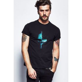 Qivi Anime One Punch Man Baskılı Siyah Erkek Örme T-shirt