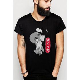 Qivi Anime One Punch Man Baskılı Siyah Erkek Örme T-shirt