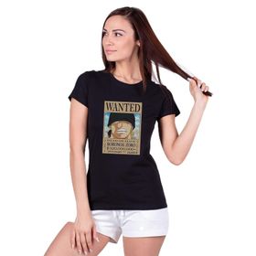 Qivi Anime One Punch Man Wanted Baskılı Örme Siyah SFK0659KDNTS T-shirt