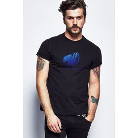 Qivi Anime Thumb Fairytail Logo Baskılı Siyah Erkek Örme T-shirt