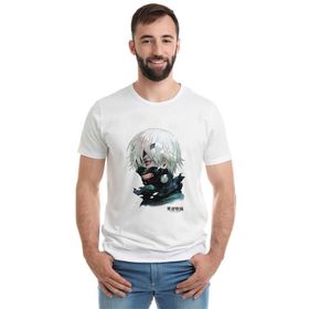 Qivi Anime Tokyo Ghoul Anteiku Baskılı Beyaz Erkek Örme T-shirt