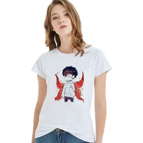 Qivi Anime Tokyo Ghoul Anteiku Baskılı Örme Beyaz T-shirt