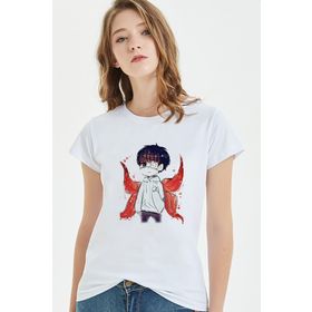 Qivi Anime Tokyo Ghoul Anteiku Baskılı Örme Beyaz T-shirt