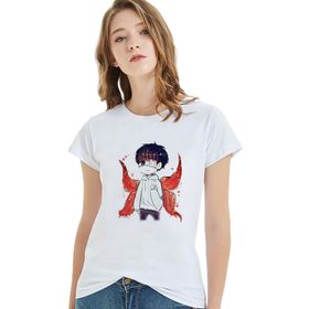 Qivi Anime Tokyo Ghoul Anteiku Baskılı Örme Beyaz T-shirt